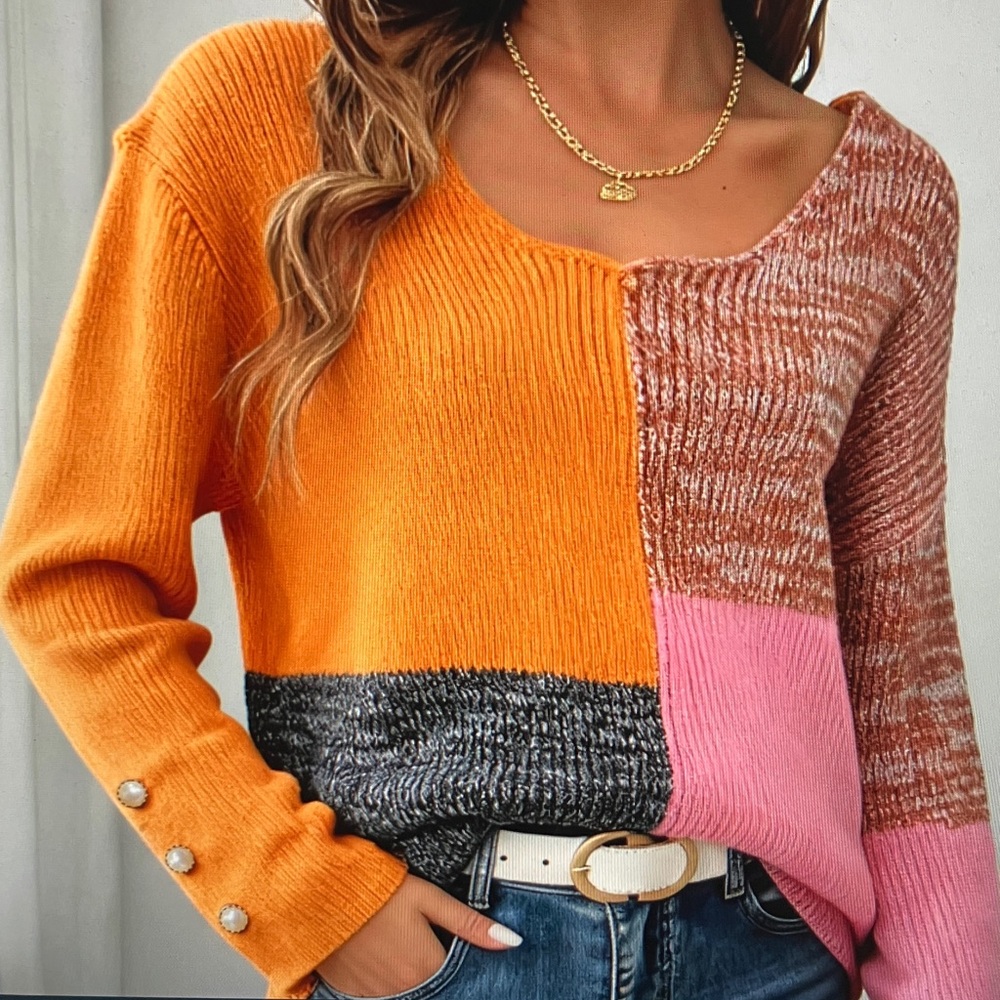 Colorblock V-Neck Sweater - Picture 4 of 6
